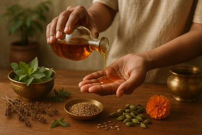 taking Ayurvedic Oil